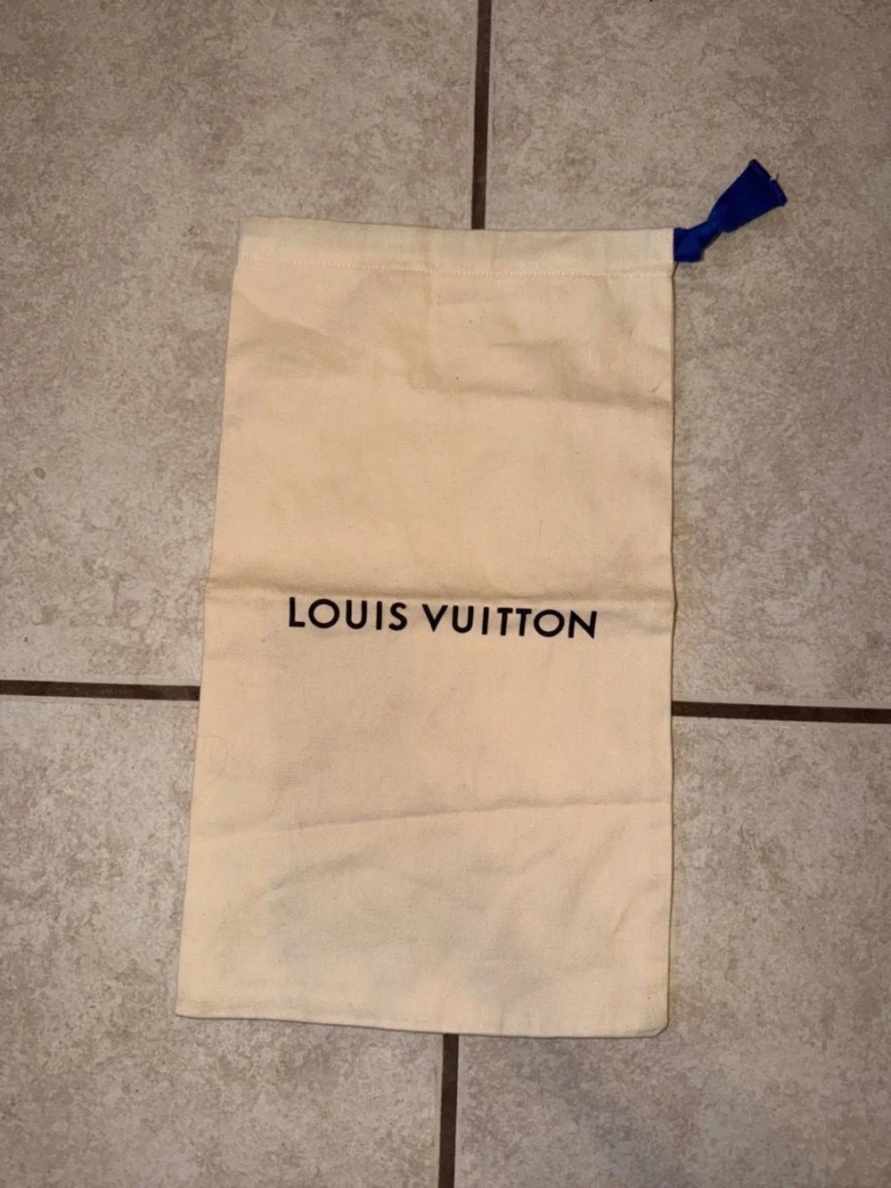 Louis Vuitton Cream Canvas Dust Bag with Blue Drawstring
